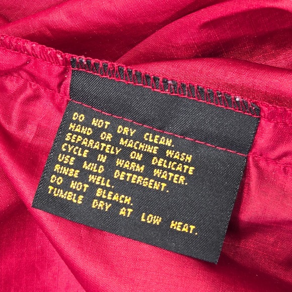 Vintage Eddie Bauer Red Shiny Nylon Hooded Windbreaker Rain Jacket  Mens Sz L - Picture 3 of 10